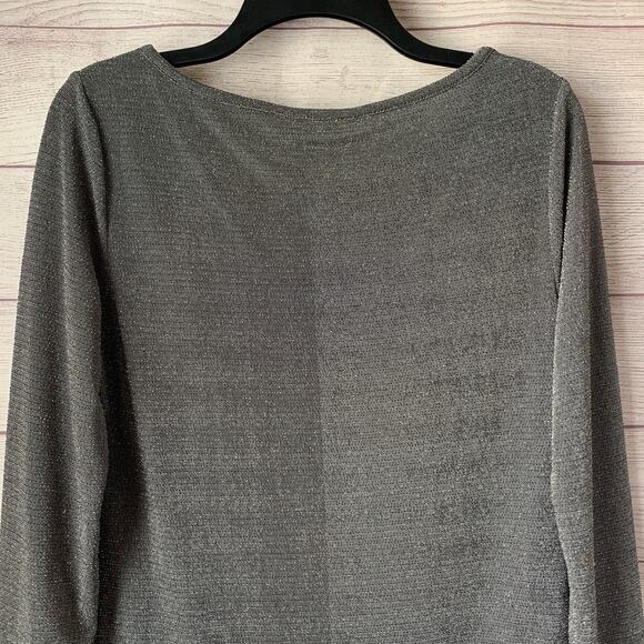 Banana Republic Gray Metallic Shimmer Blouse Long Sleeve Size Large - Picture 5 of 16